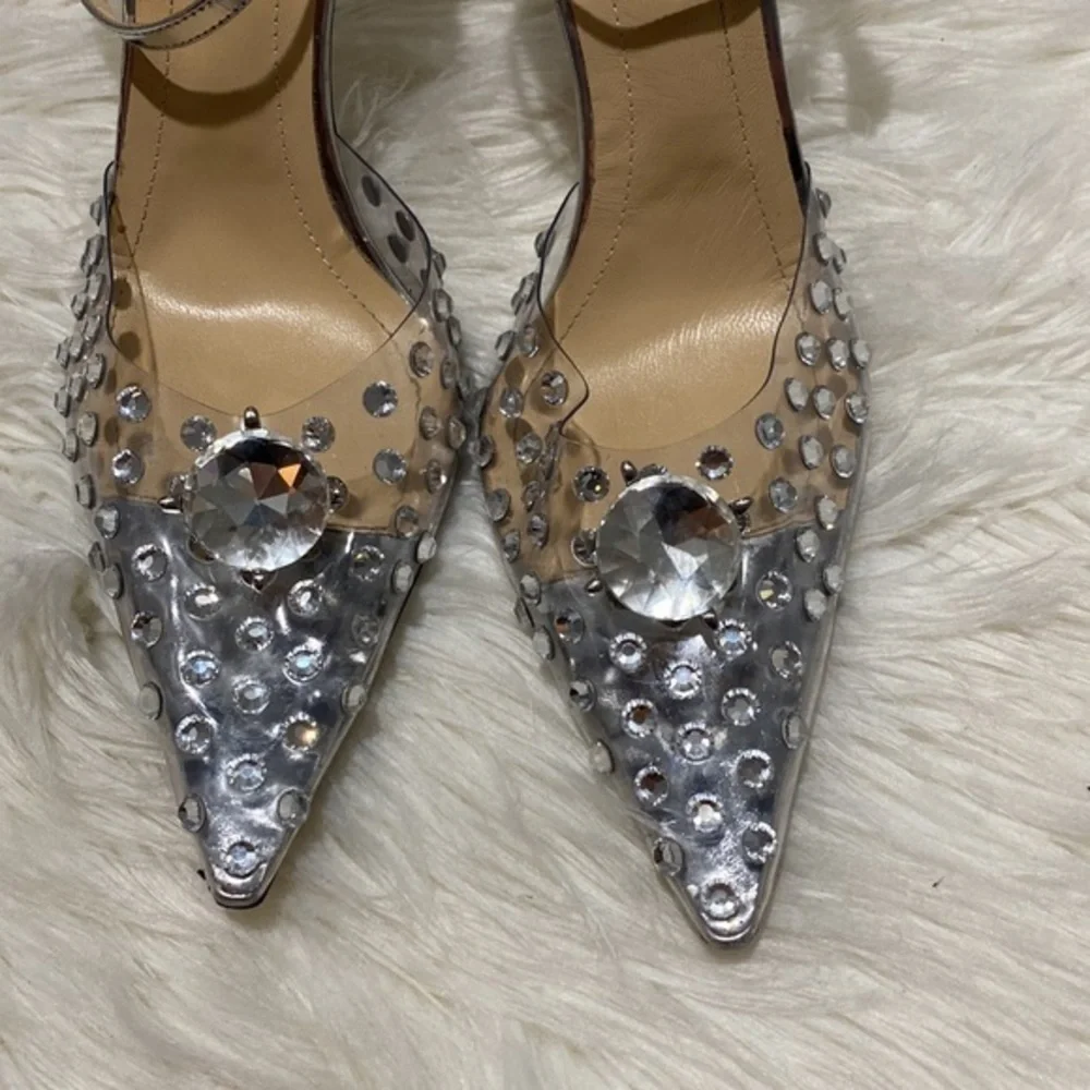 Mach and Mach‎ Crystal Embellished Clear Ankle Strap pump
